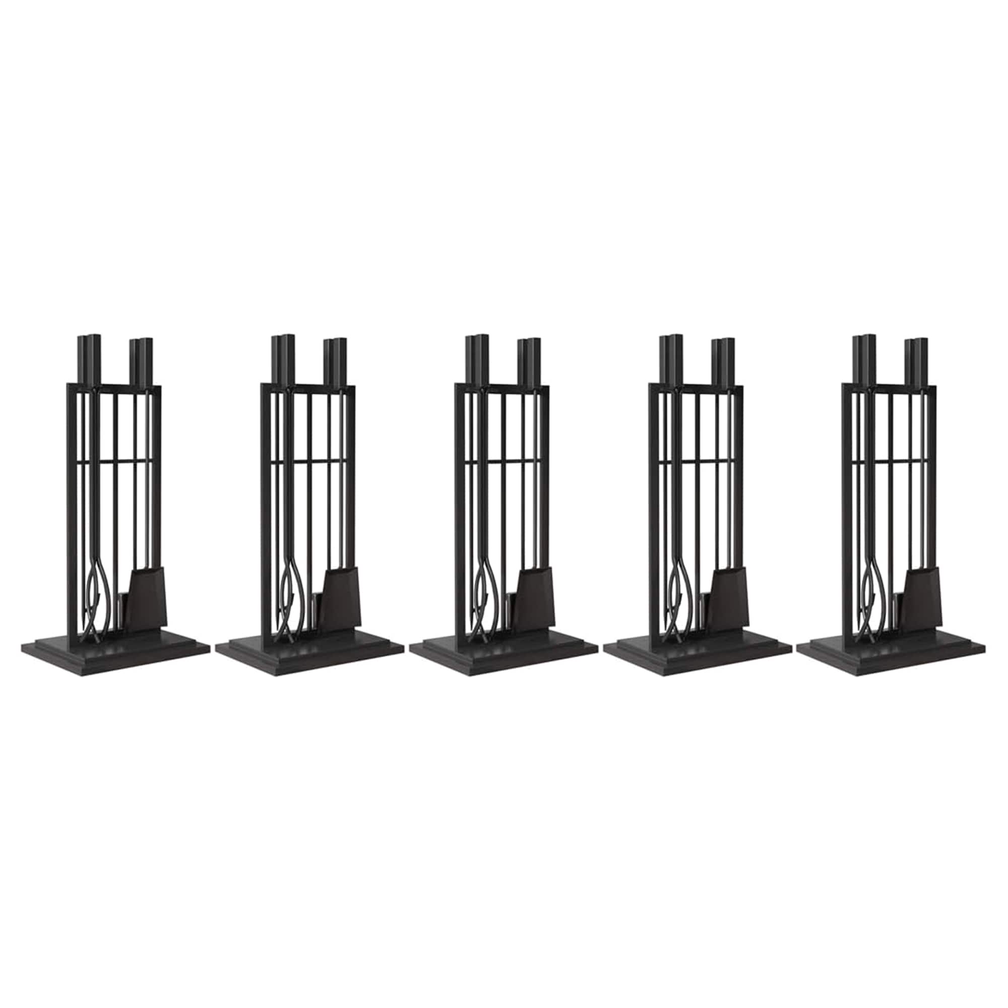 Panacea - Open Hearth Fireplace Tool Set w/Brush, Shovel, Poker, Tong & Stand - Black