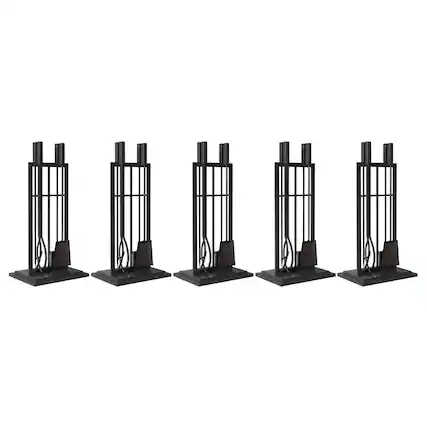 Front. Panacea - Panacea Open Hearth Fireplace Tool Set w/Brush, Shovel, Poker, Tong & Stand - Black.