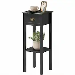 Homcom - Side Table with Drawer and Shelf - Black