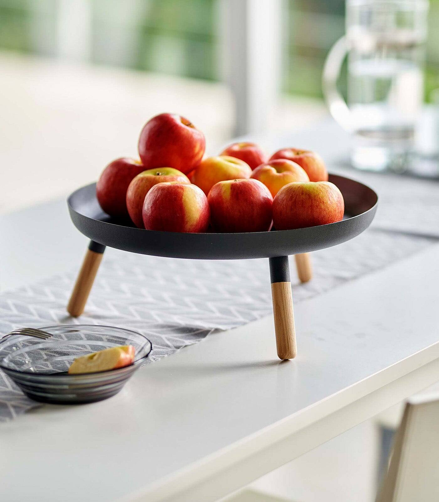 Alt View 8. Yamazaki Home - Countertop Pedestal Tray (5" H)  - Steel + Wood - White.
