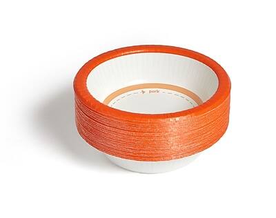 Alt View 3. Perk - Heavy-Weight Paper Bowl, 12 oz./Orange, 125/Pack - White/Orange.