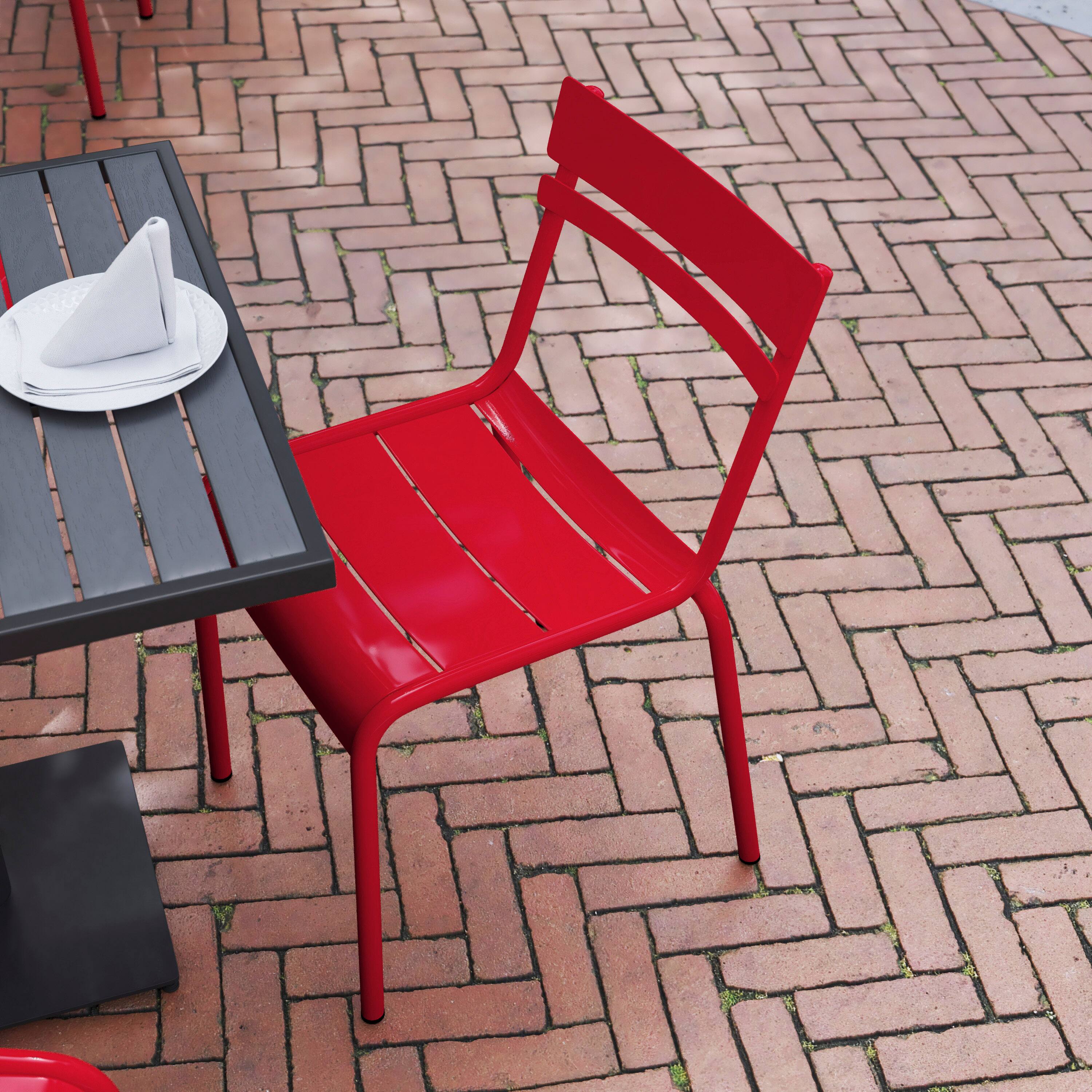Alt View 2. Flash Furniture - Nash Commercial Grade Steel Stack Chair, Indoor-Outdoor Armless Chair with 2 Slat Back in Red - Red.