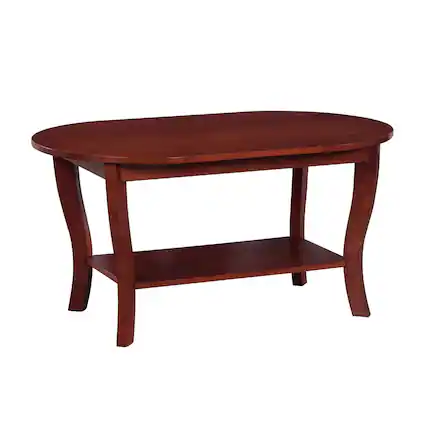 Front. Convenience Concepts - American Heritage Oval Coffee Table with Shelf - Mahogany.