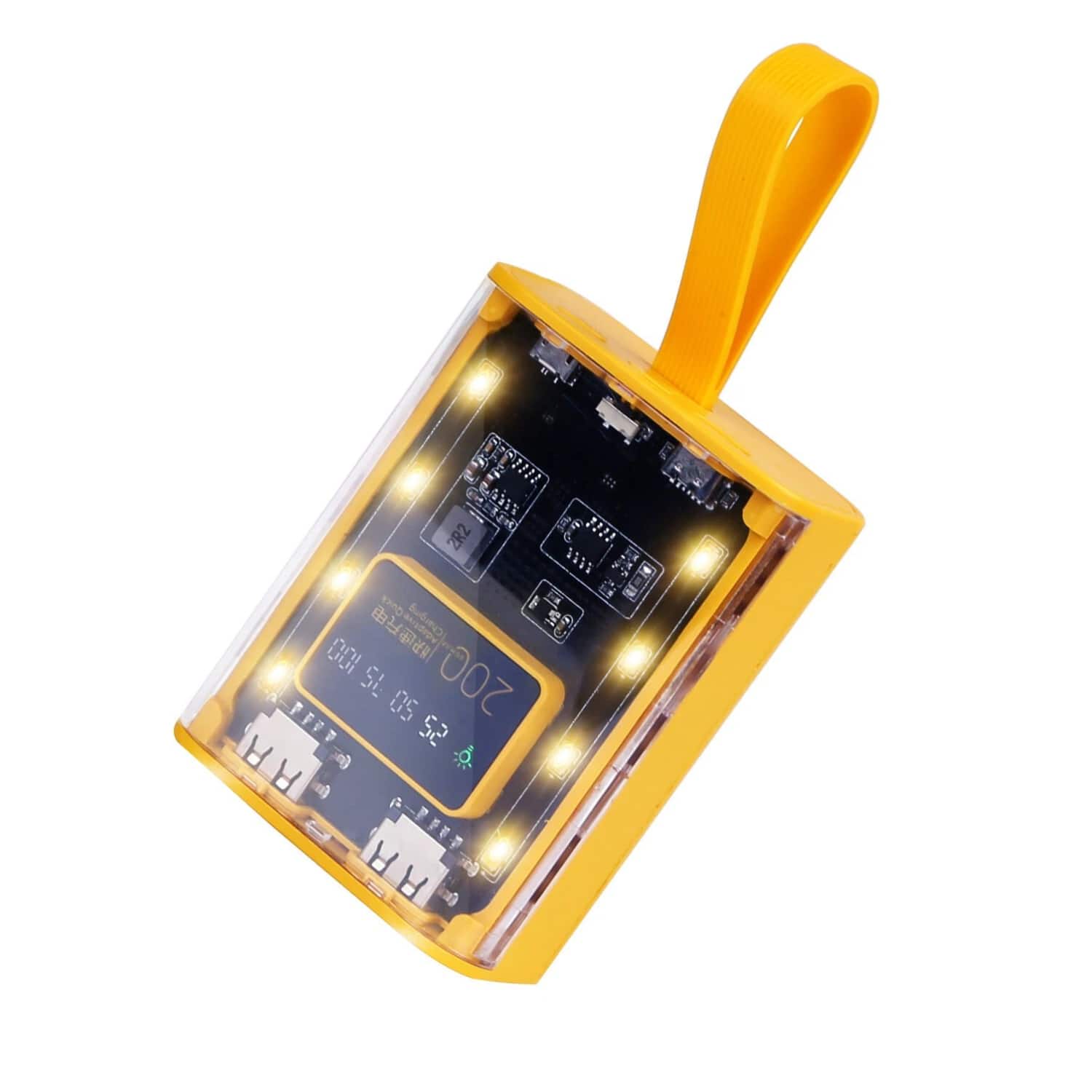 Stock Preferred - Portable 20000mAh Mini Power Bank with 3 Inbuilt Cables - Yellow