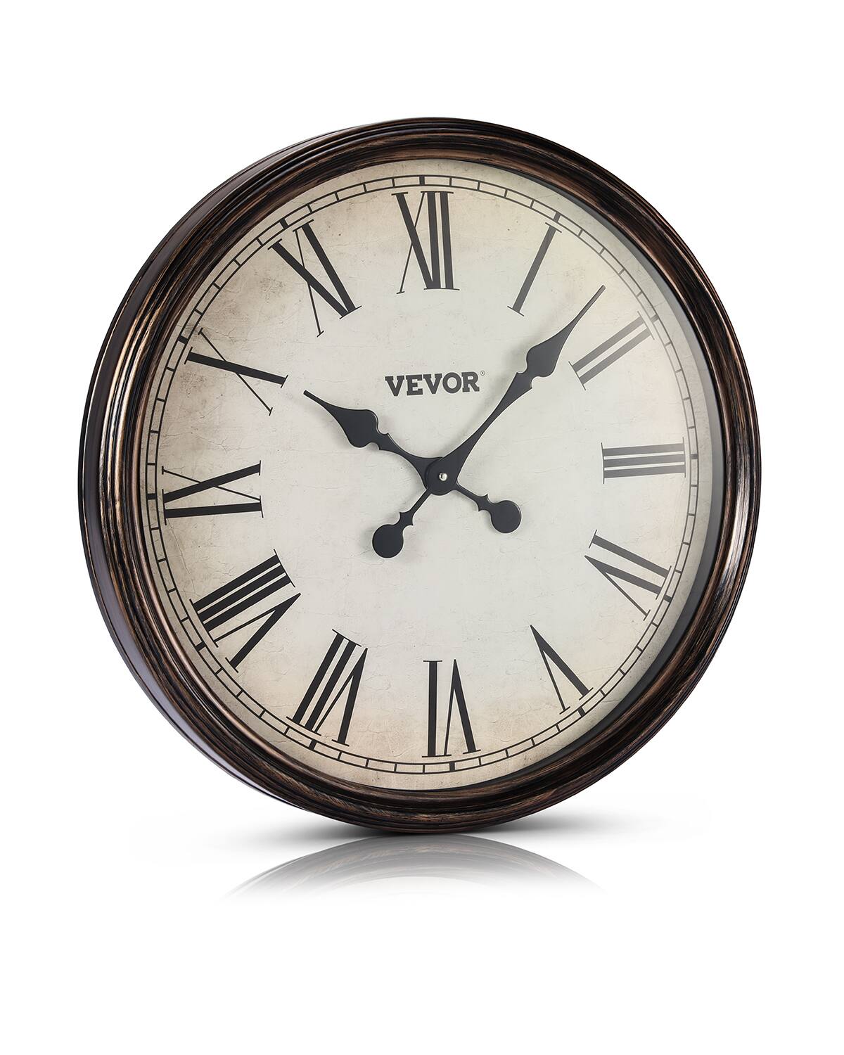 VEVOR - Wall Clock, 20 in Wall Clock Roman Numerals, Battery Operated Non Ticking Silent Classic Decorative Round Clocks - Brown