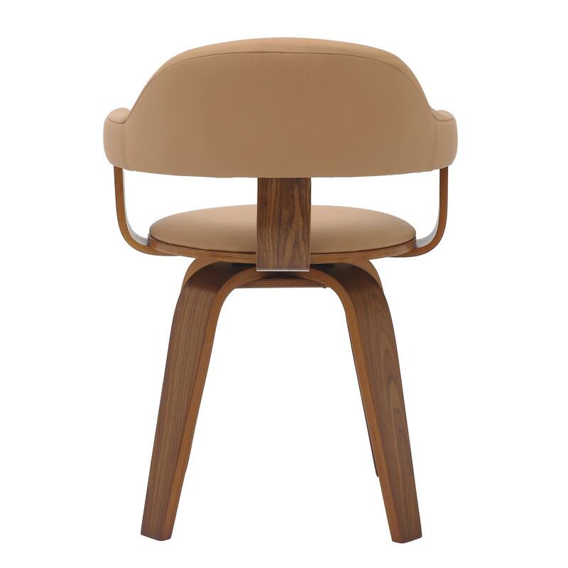 Alt View 5. LeisureMod - Brivo Modern Leather Upholstered Side Dining Chair with Open Back and Swivel for Home Living Room or Office - Brown.