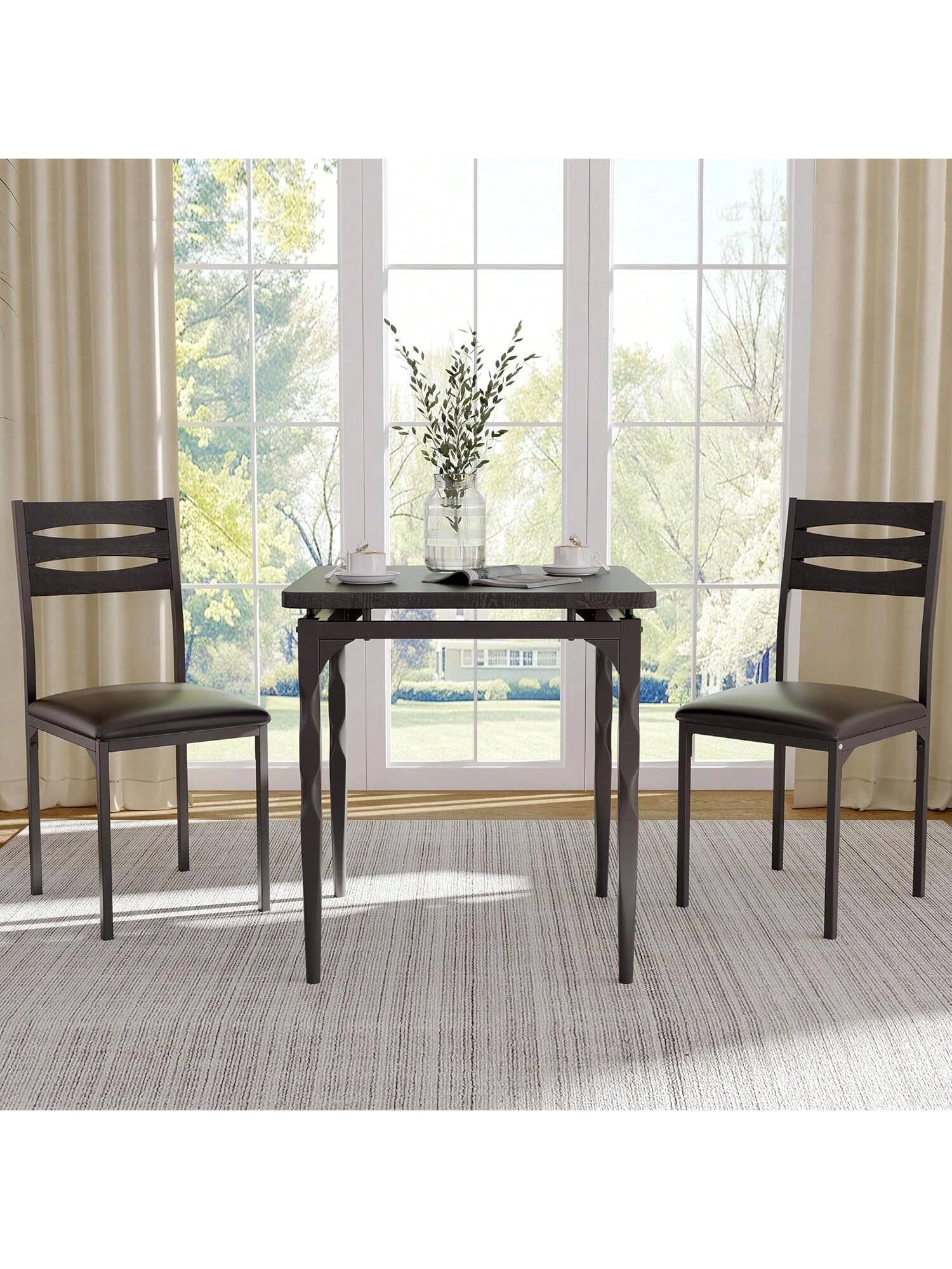Alt View 1. Acekool - Kitchen Table Home Dining Table Set For 2 Dining Table And Chairs Set Of 2 for Dining Room, Home Office, Living Room - Black.