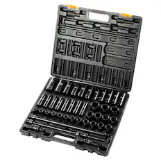 Front. VEVOR - Impact Socket Set 1/2 Inches 43 Piece Impact Sockets, Standard Socket Assortment, 1/2 Inches Drive Socket Set - Black.