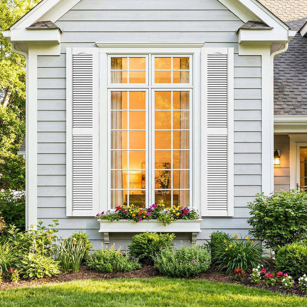 Alt View 6. Kadyn - Decorative Faux Shutters, Sturdy, Hassle-Free Design for Indoor & Outdoor Use, 14"x67", White - White.