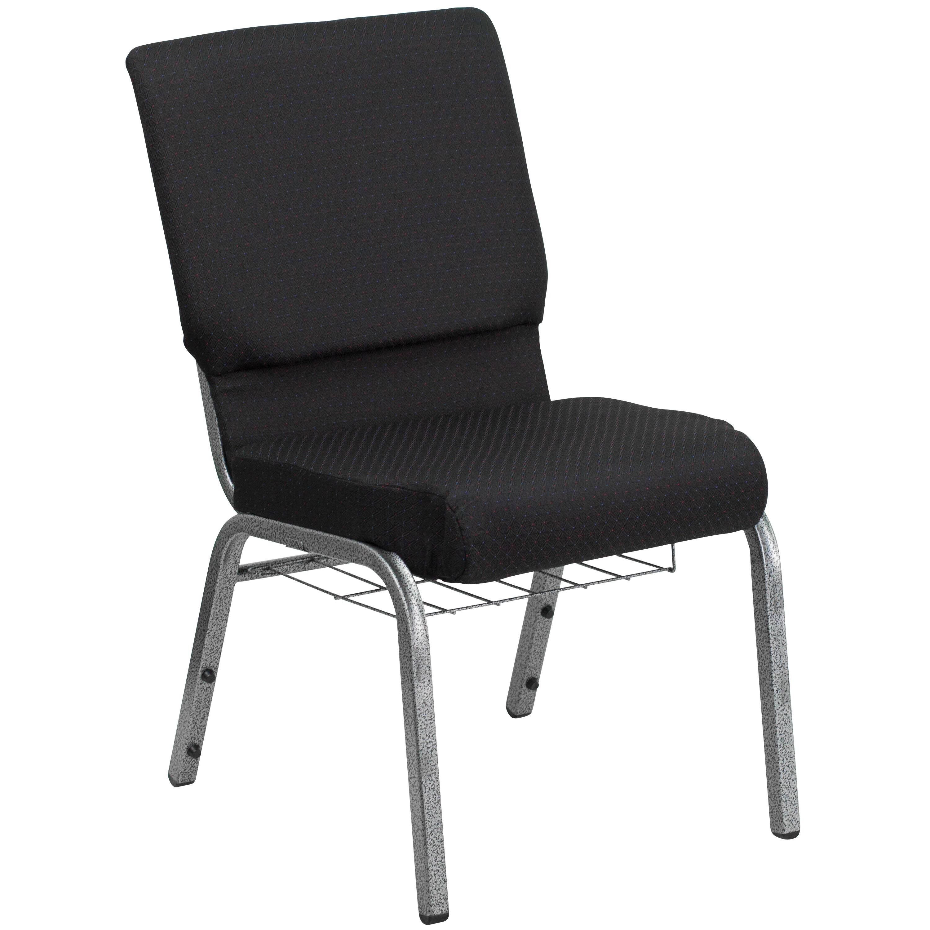 Black Patterned Fabric/Silver Vein Frame