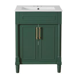 Boyel Living - 24 Inch Modern Bathroom Vanity with Integrated Ceramic Sink and Double Doors - Green