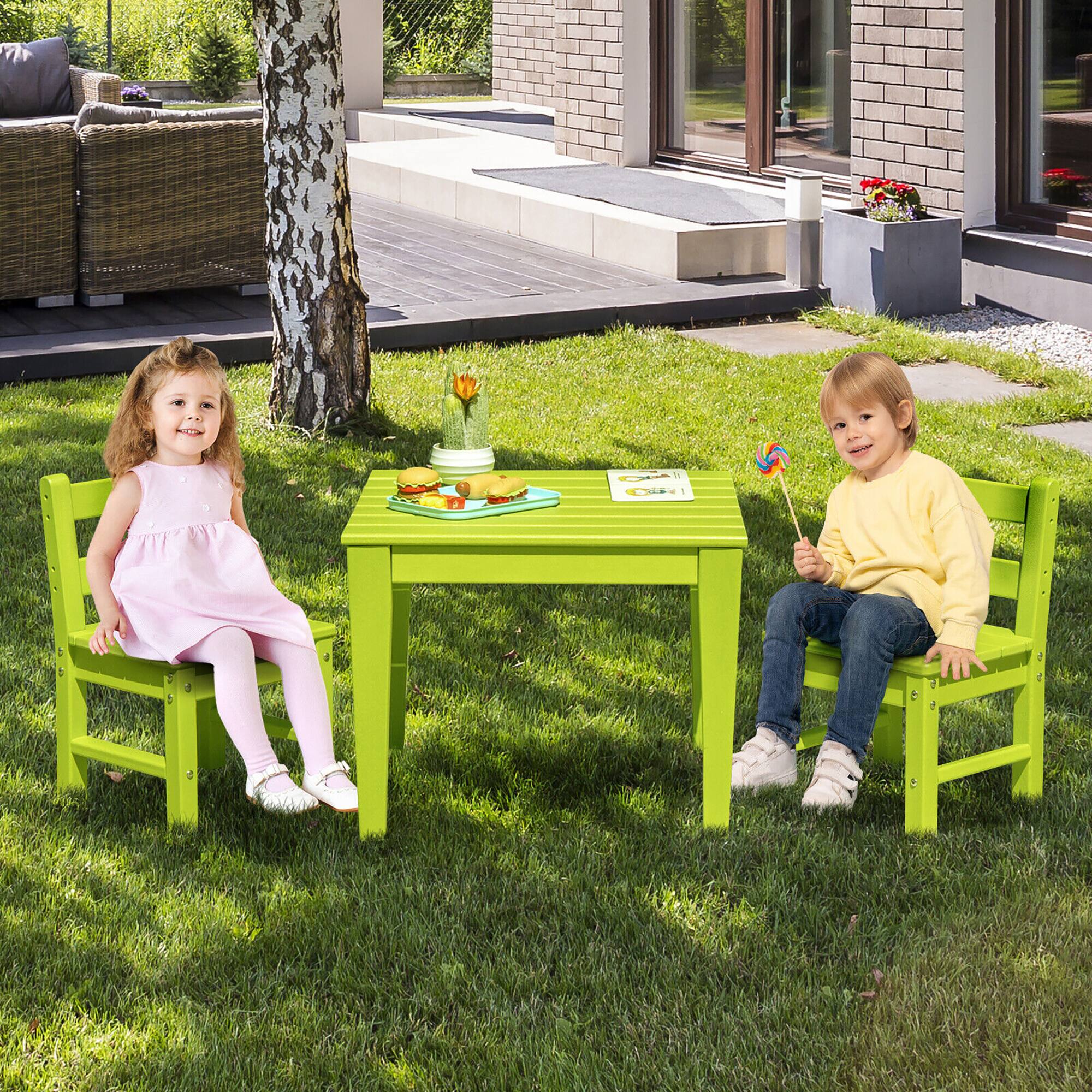 Alt View 8. Gymax - Gymax Kids Square Table Indoor Outdoor Heavy-Duty All-Weather Activity Play Table Green - Green.