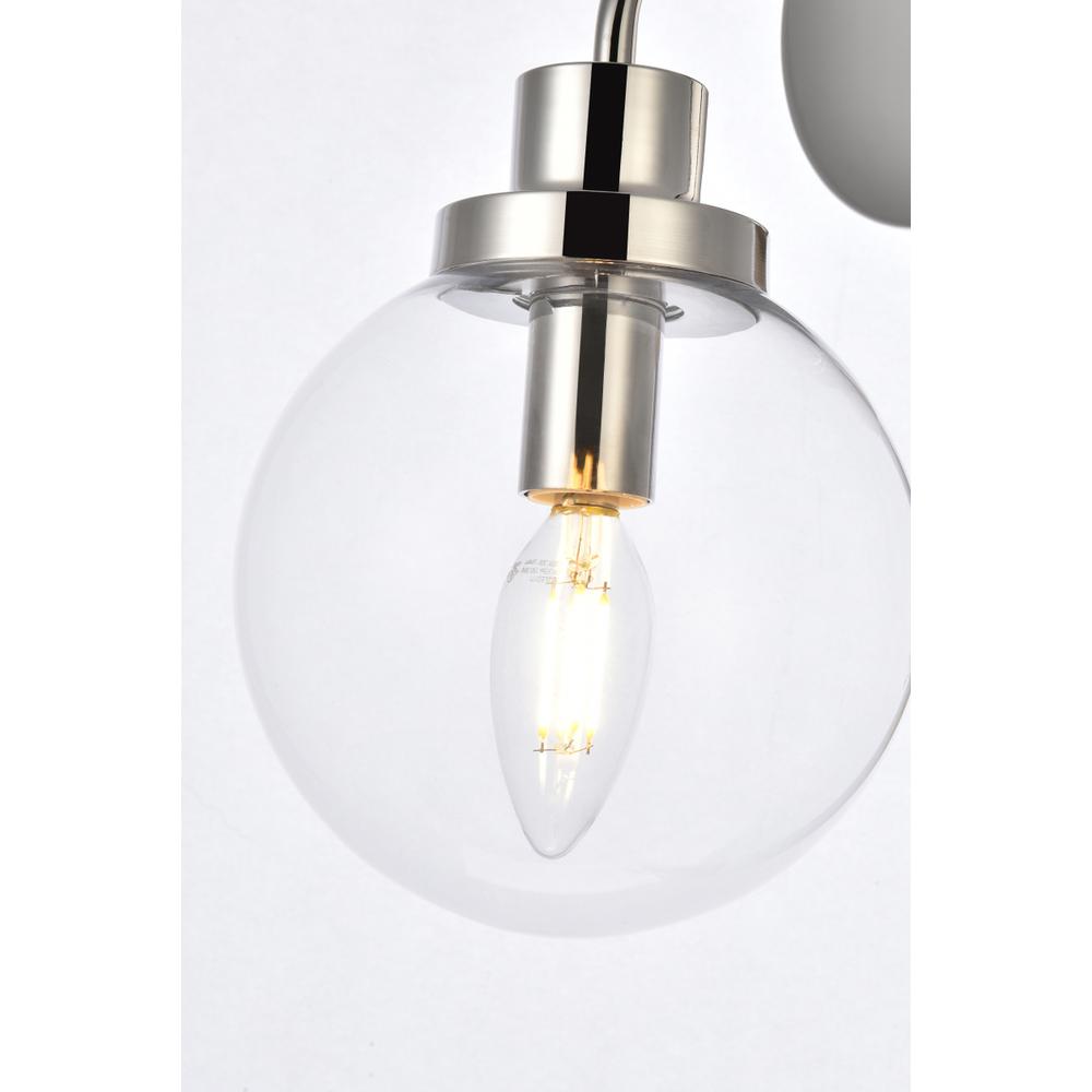 Alt View 1. Living District - Hanson 1 light bath sconce in polished nickel with clear shade - Polished Nickel And Clear Shade.