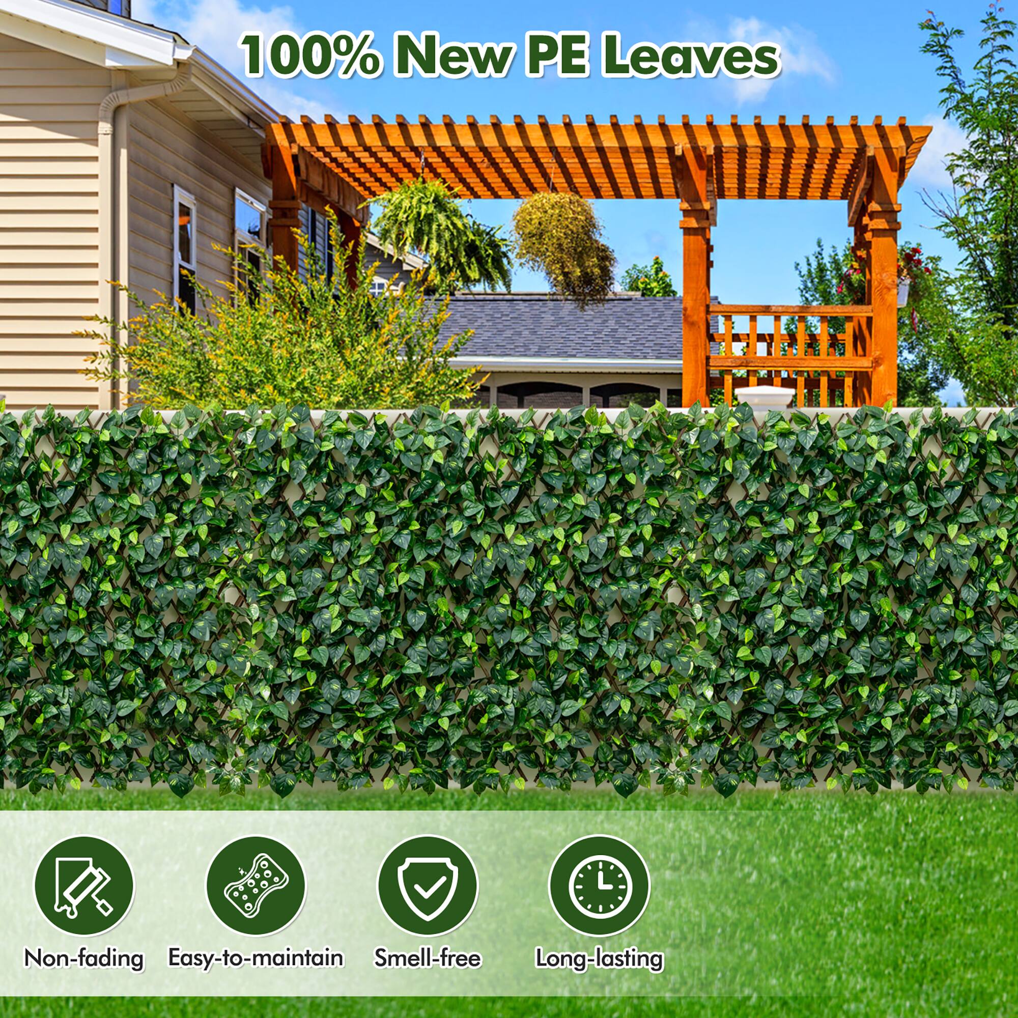 100% New PE Leaves

- Non-fading
- Easy-to-maintain
- Smell-free
- Long-lasting