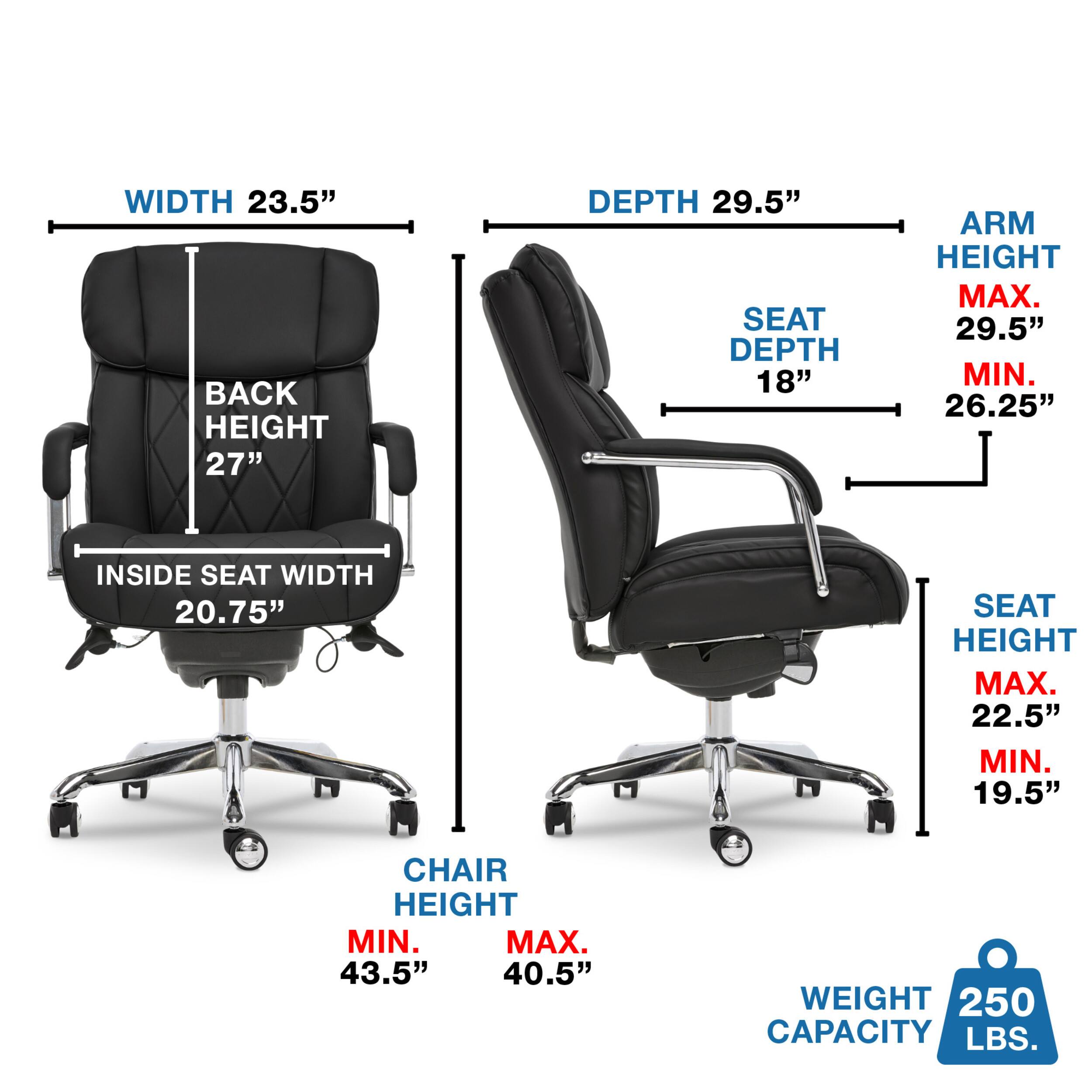 Left. La-Z-Boy - Comfort and Beauty Sutherland Diamond-Quilted Bonded Leather Office Chair - Midnight Black.