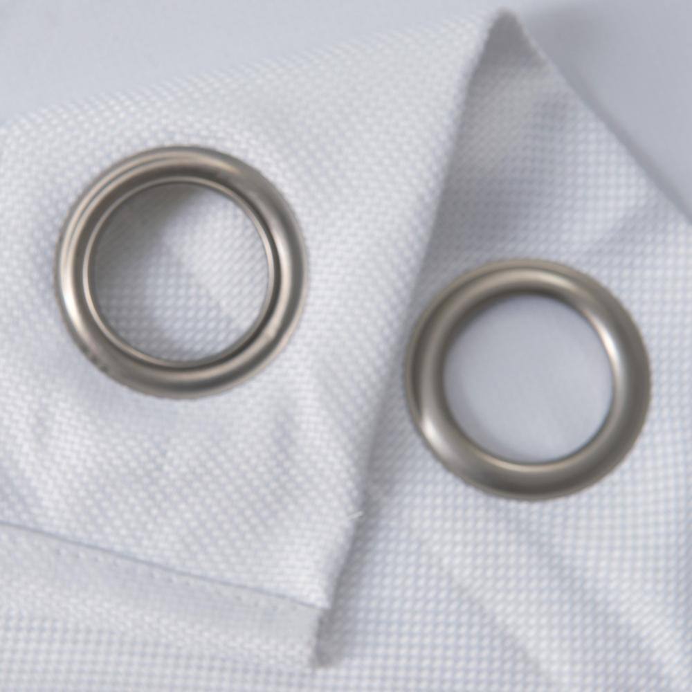 Left. Olivia Gray - Olivia Gray Lucas Jacquard Blackout Grommet Curtain Panel in White - White.