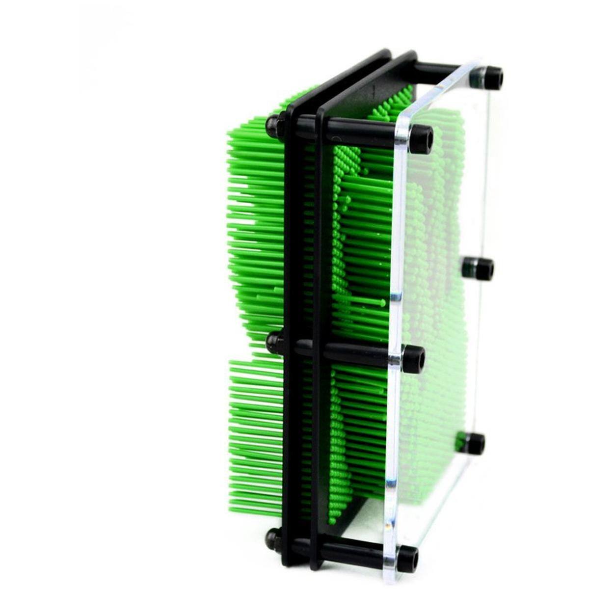 Left. JuzToys - 3D Pin Art Board Game Toy, Classic Pin Impression Desk Toys Sculpture for Children Adults, Green - Green.