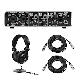 Behringer - U-Phoria UMC204HD Audiophile 2x4 USB Audio/MIDI Interface with MIDAS Mic Preamplifiers, Bundle with Headphones