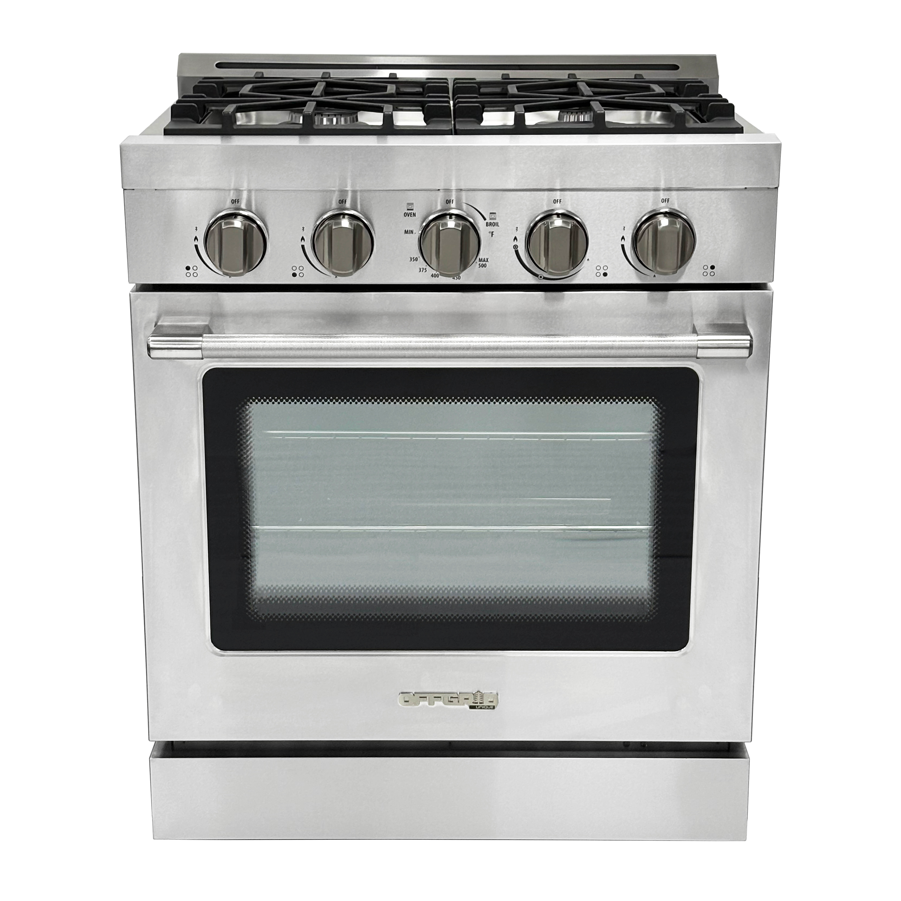 Off-Grid 30 in. Wide 4 Burner 5.1 Cu. Ft. Freestanding LP Gas Range with Waist-High Broiler and Manual Clean Front