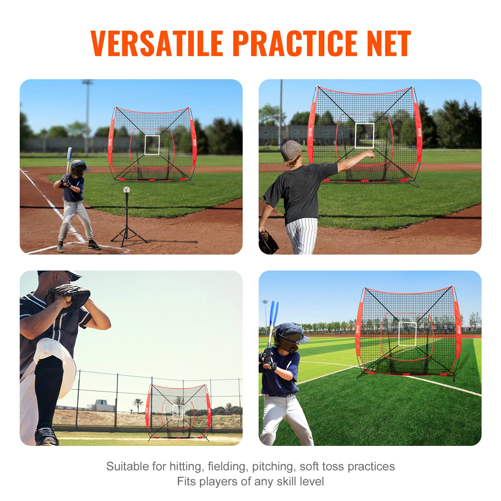VERSATILE PRACTICE NET
Suitable for hitting, fielding, pitching, soft toss practices
Fits players of any skill level