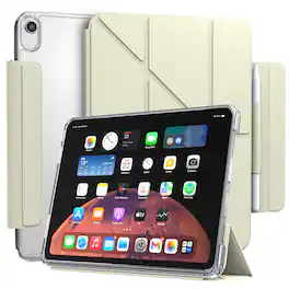 Vena - For Apple iPad A16 Case Clear, iPad 10th Generation Case, iPad 11 Case, Detachable Y-Fold Stand with Pencil Holder,Cream - Cream White