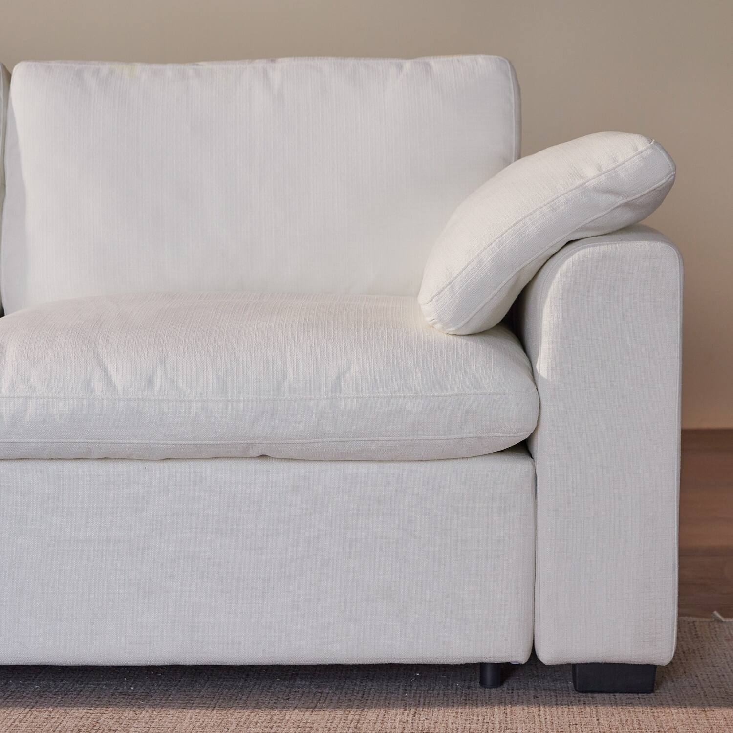 Alt View 5. Dyonery - 160" Oversized Cloud Sectional Sofa, U-Shaped Modular Couch with Storage Ottoman, Linen Fabric, Deep Seat, Beige - Beige.