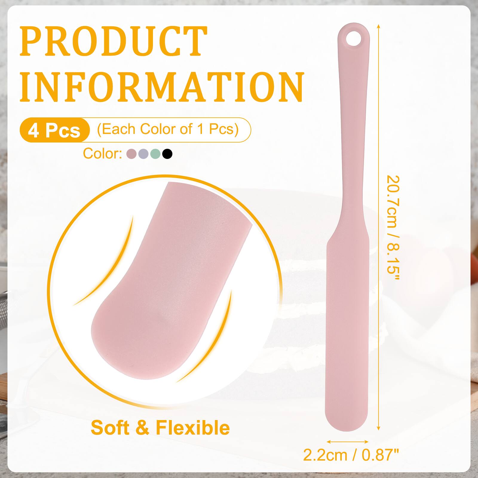 PRODUCT INFORMATION

4 Pcs (Each Color of 1 Pcs)

Color: 

20.7cm / 8.15"  
8.15"  
Soft & Flexible  
2.2cm / 0.87"