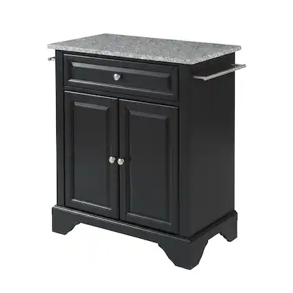 Front. Crosley Furniture - Lafayette Granite Top Portable Kitchen Island/Cart - Black.