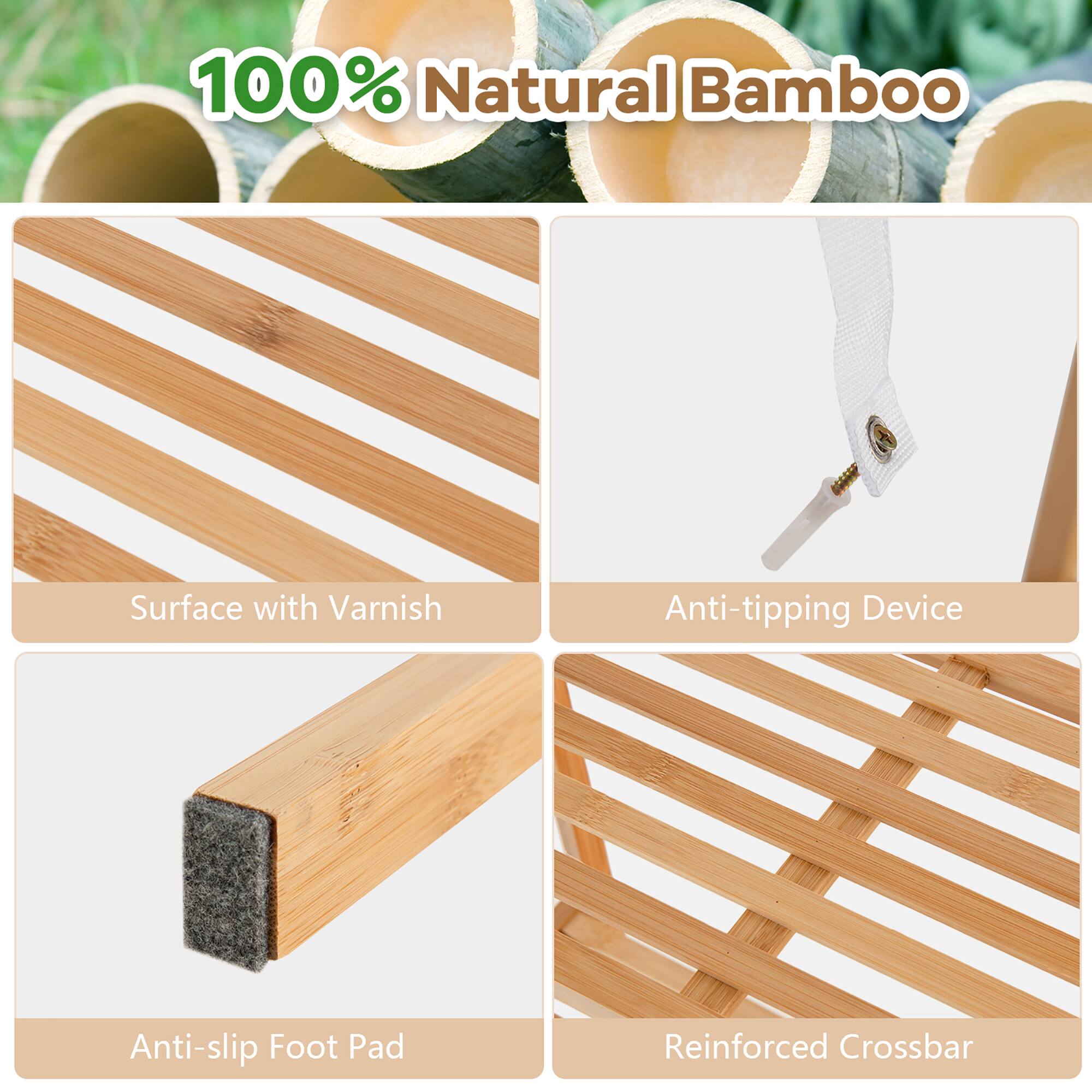 Alt View 5. Gymax - Gymax 2PCS 4-Tier Bamboo Ladder Bookshelf 58'' Display Shelf Storage Rack Plant Stand - Natural.