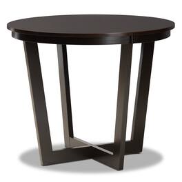 Baxton Studio - Alayna Modern and Contemporary Finished 35-Inch-Wide Round Wood Dining Table - Dark Brown