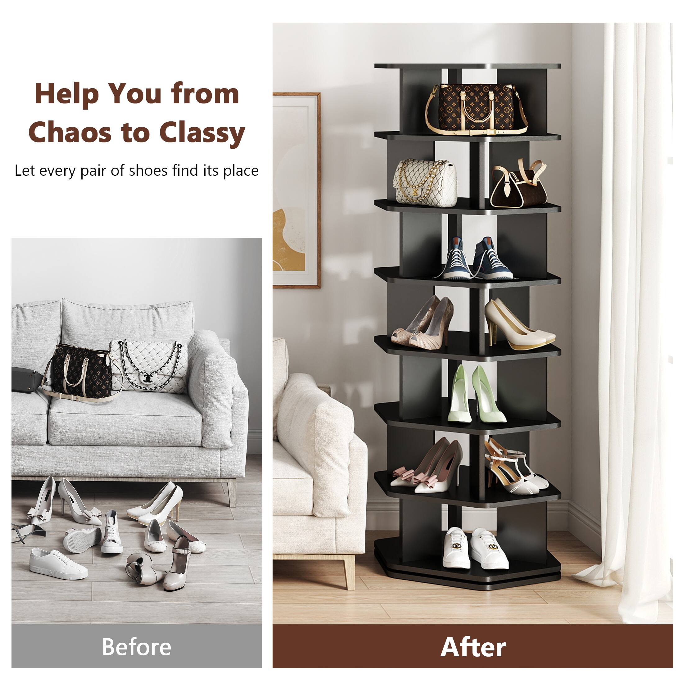 Skyzoo 360° Rotating Shoe Rack 7 Tier Hexagon Spinning Shoe