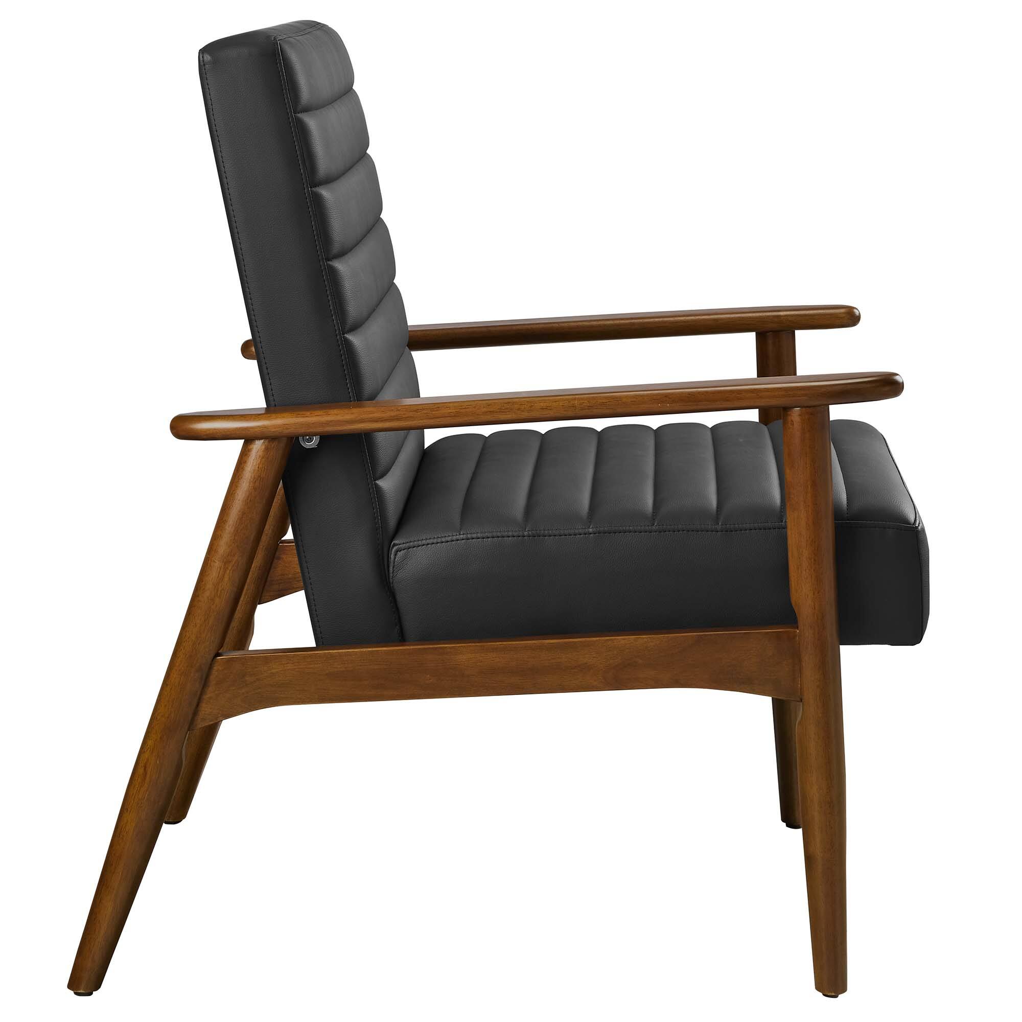 Alt View 2. Modway - Jensen Vegan Leather Accent Chair by Modway - Walnut Black.