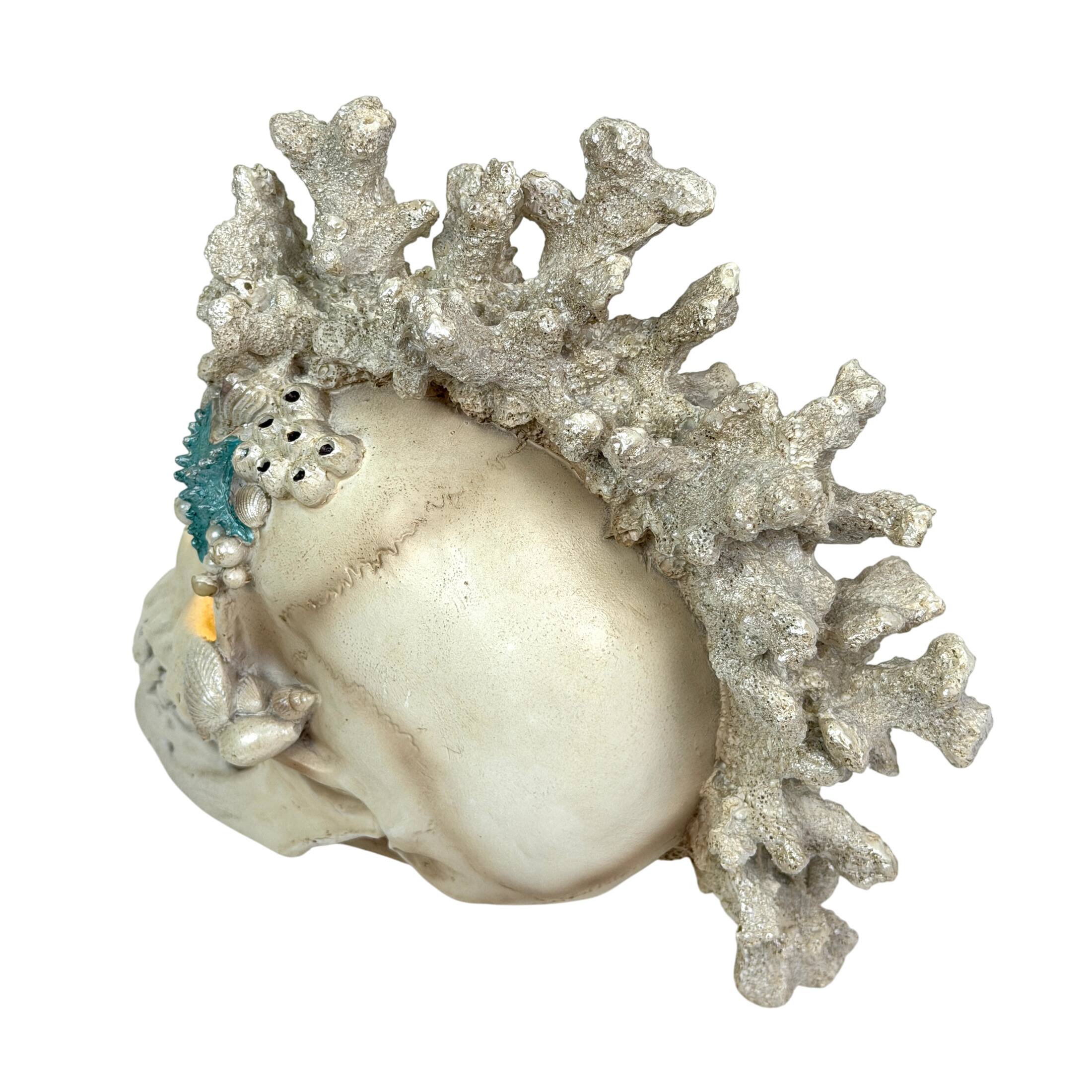 Alt View 7. Fancy That - Illuminated Coastal Statue LED Eyes Coral Resin 7.5 Inch Gothic Decor - Off-white.