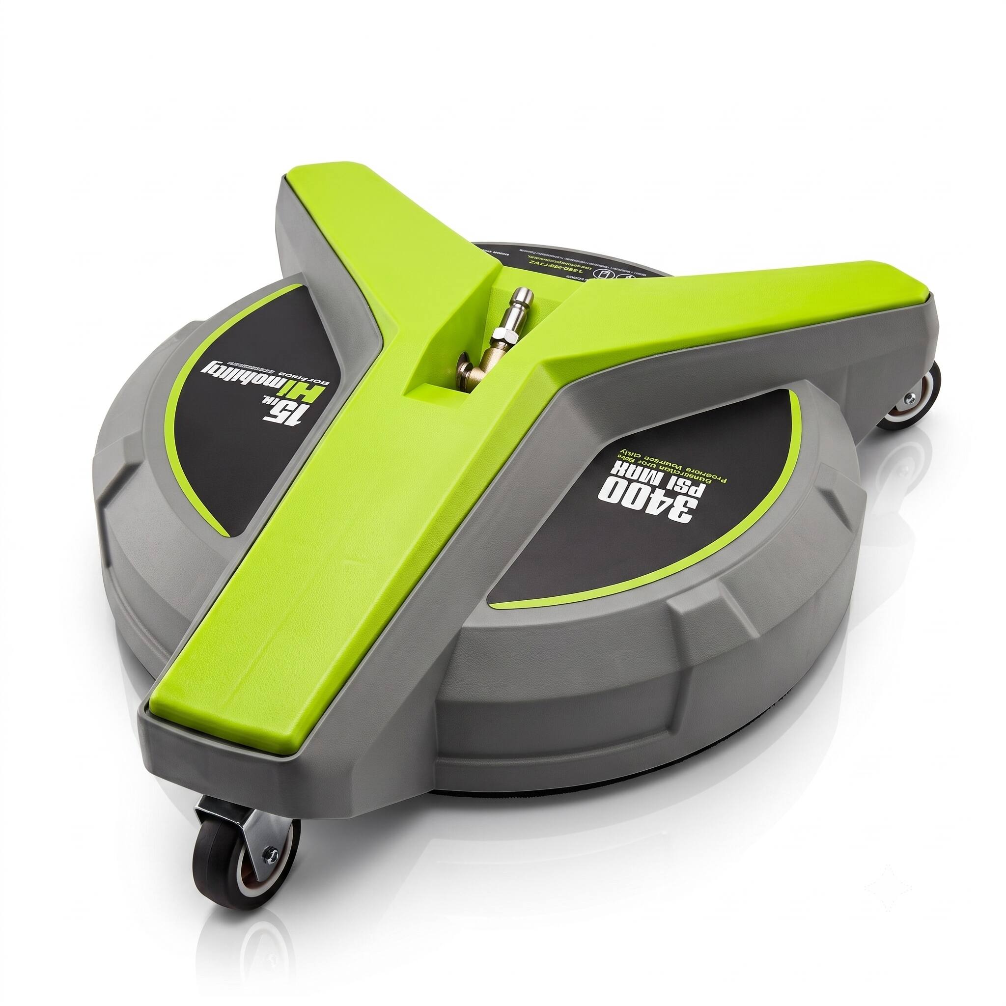 Hiclean - Gas Pressure Washer Surface Cleaner with Wheels, 15" Wide Attachment (3400 PSI MAX) - Grey/Green