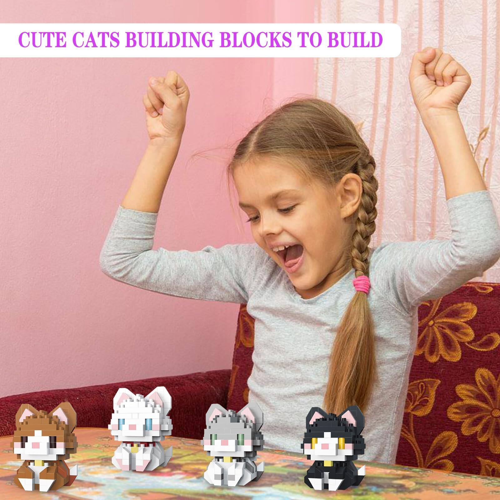 EZTW1 9 Packs Mini Cats Building Blocks 9 Styles Cute Cat Set Miniature ...