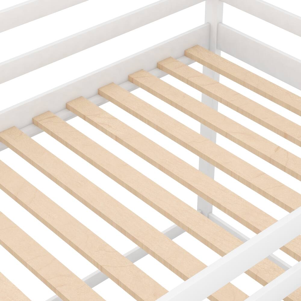 Alt View 3. Loheer - Loheer Twin Over Twin Low Bunk Bed House Bed with Ladder White - White.