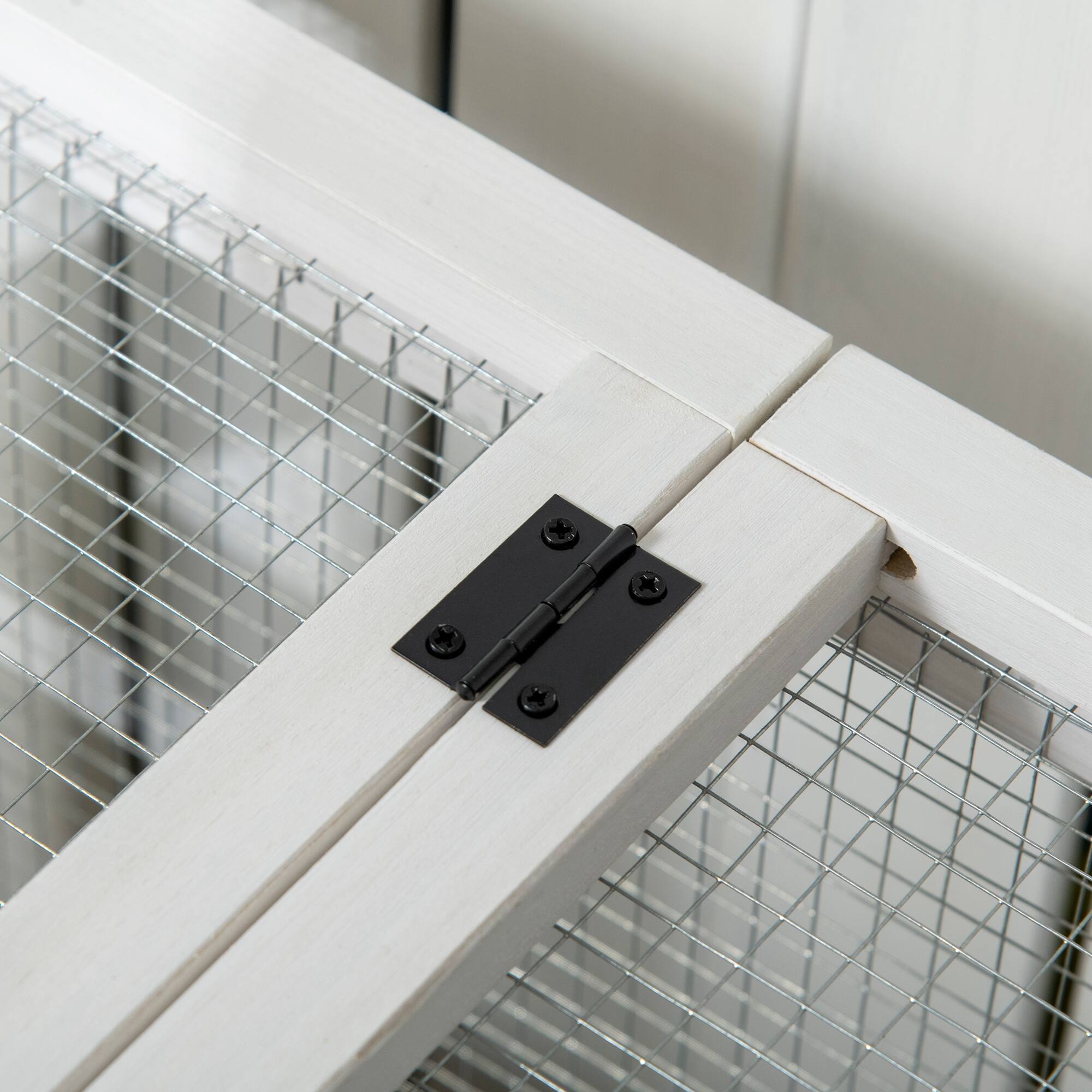 Alt View 4. Pawhut - Large Wooden Rabbit Hutch with Wheels, Indoor/Outdoor Bunny Cage with Run & Slide-Out Tray for Rabbits.