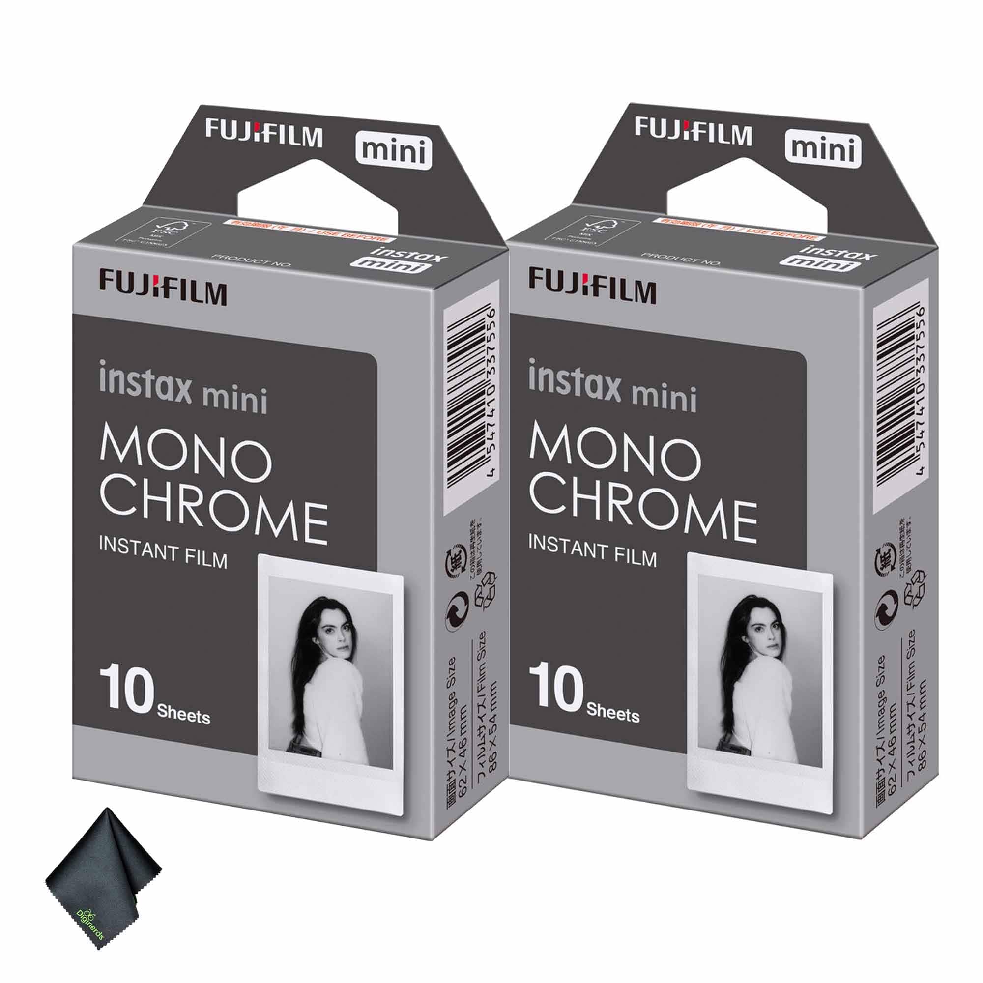 Fujifilm - 2xFUJIFILM INSTAX MINI Monochrome Instant Film (10 Exposures), Microfiber Cleaning Cloth, Bundle price history on PriceWatchPro