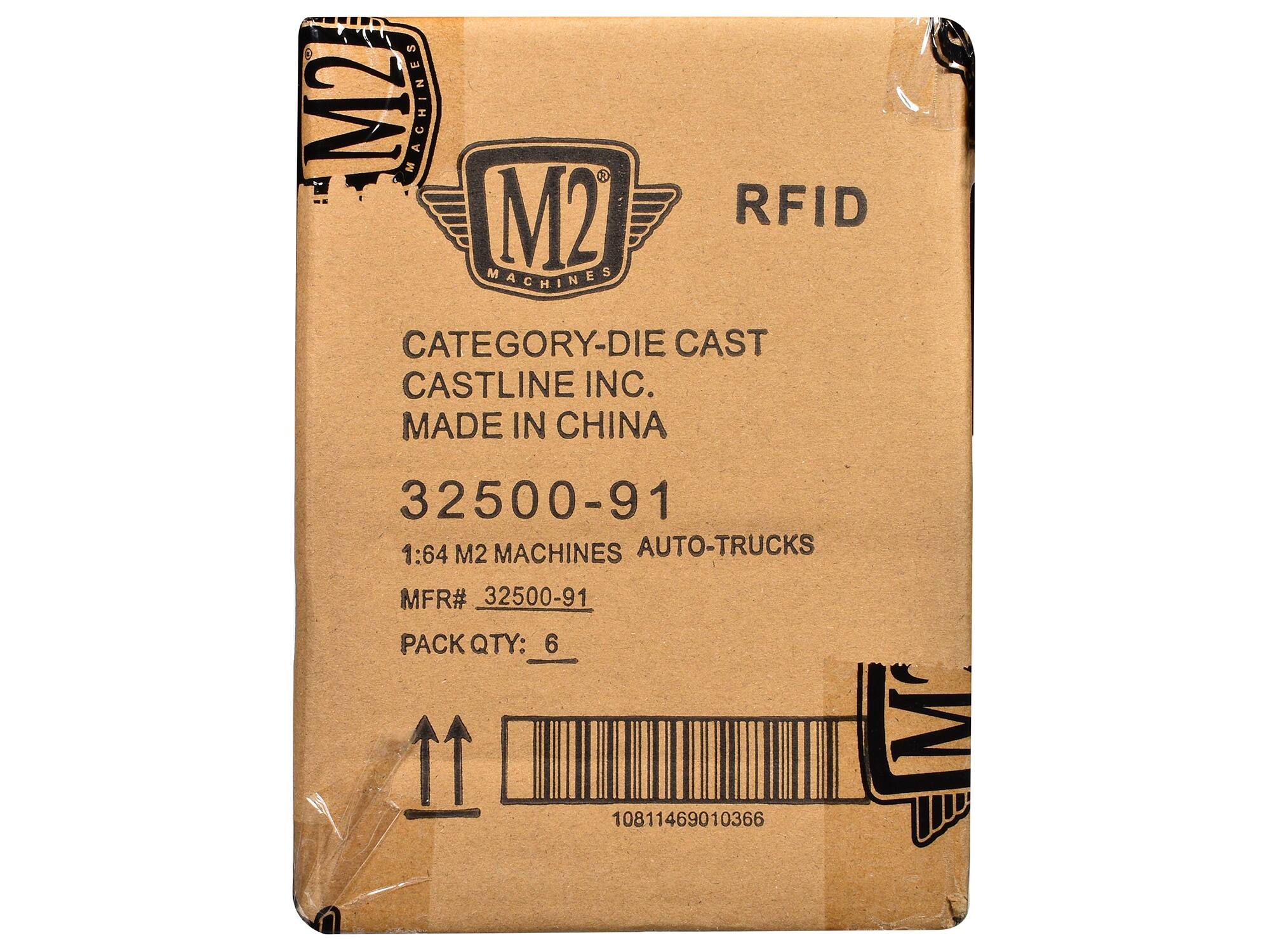 M2 Machines  
RFID  
CATEGORY-DIE CAST  
CASTLINE INC.  
MADE IN CHINA  

32500-91  
1:64 M2 MACHINES AUTO-TRUCKS  
MFR# 32500-91  
PACK QTY: 6  

10811469010366