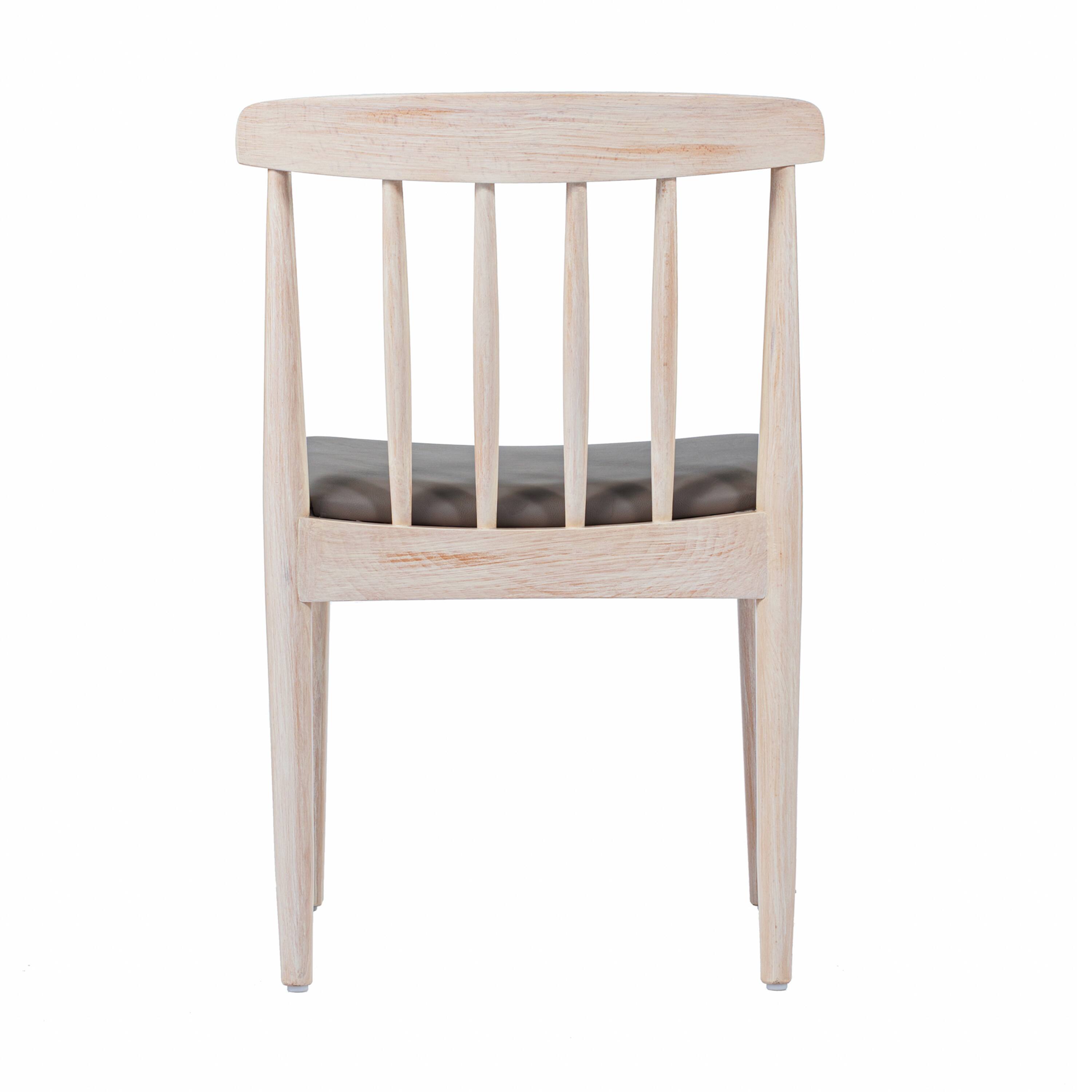 Alt View 6. Emma + Oliver - Charlize Solid Wood Dining Chair with Spindle Backrest and Vinyl Seat - Brown Vinyl Seat/Antique White Wood Frame.