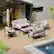 Left. Bestier - LED Aluminum Outdoor Patio Furniture Set, 7-Piece Patio Sectional Conversation Set for Balcony and Backyard - Gray.
