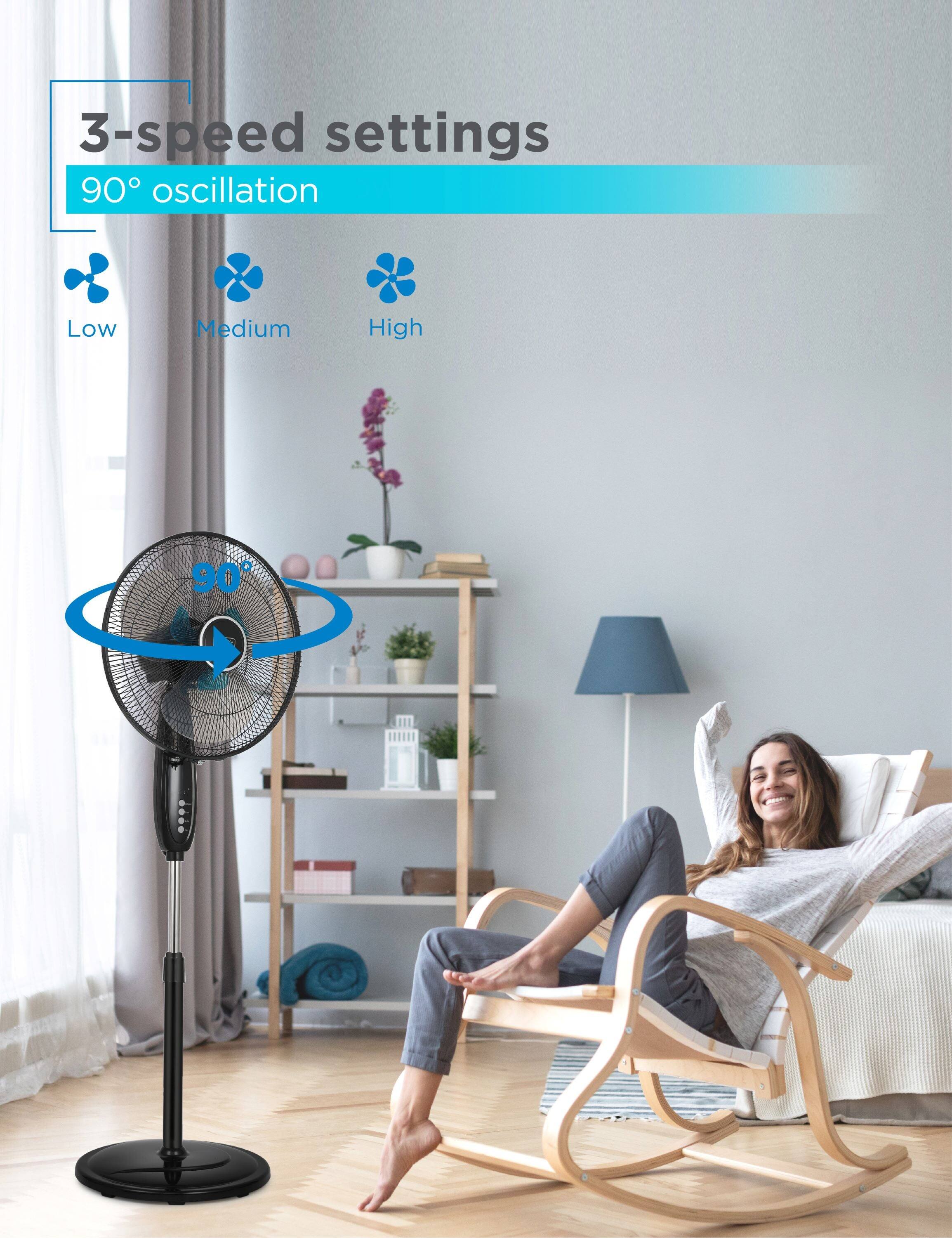 3-speed settings 90° oscillation Low Medium High