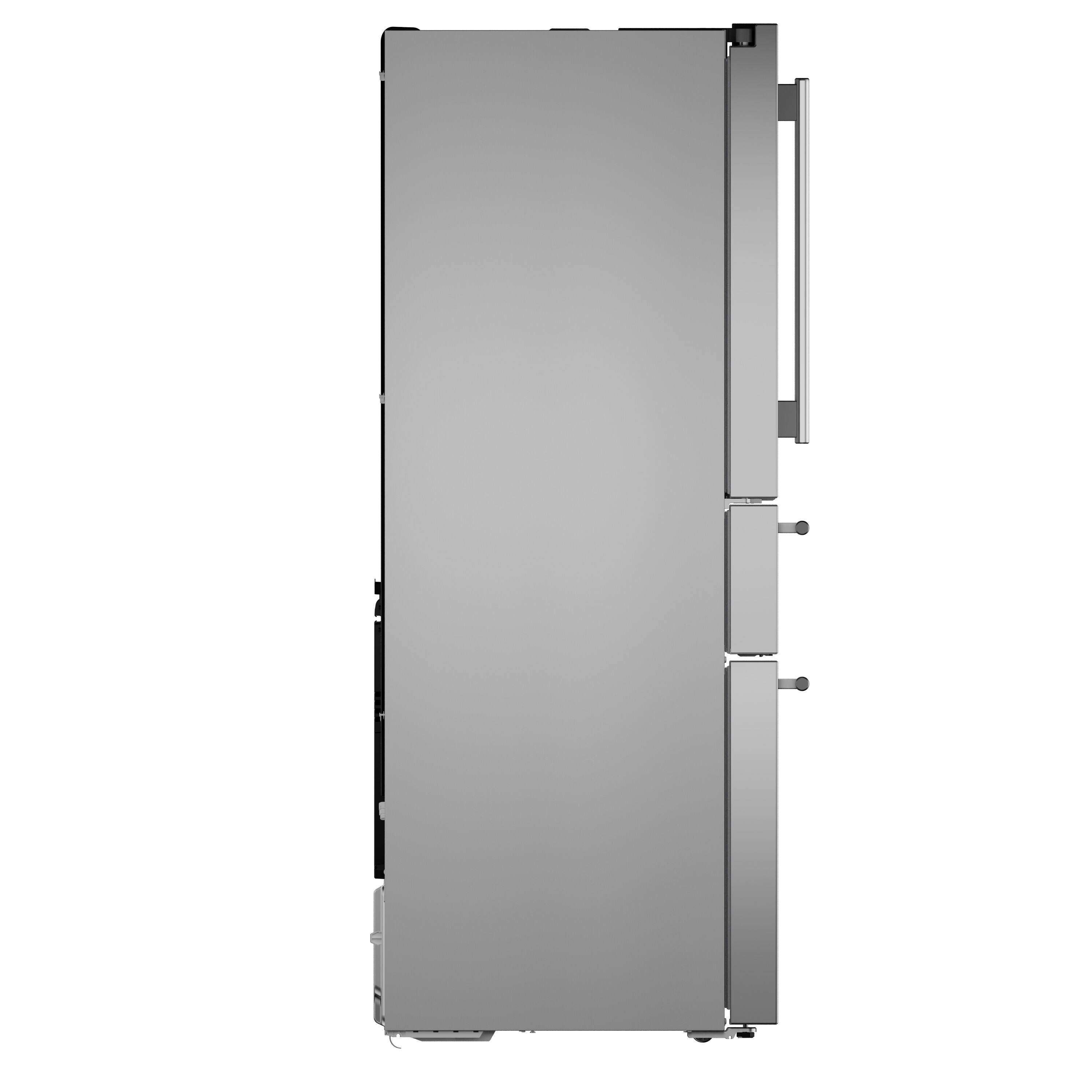 Angle. Thermador - Masterpiece 20.4 cu. Ft. French Door Bottom Freezer Counter-Depth Smart Refrigerator with ThermaFresh - Stainless Steel.