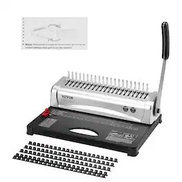 VEVOR - Binding Machine, Comb Binding Machine 21-Holes Binding 450 Sheets - Silvery white,Black