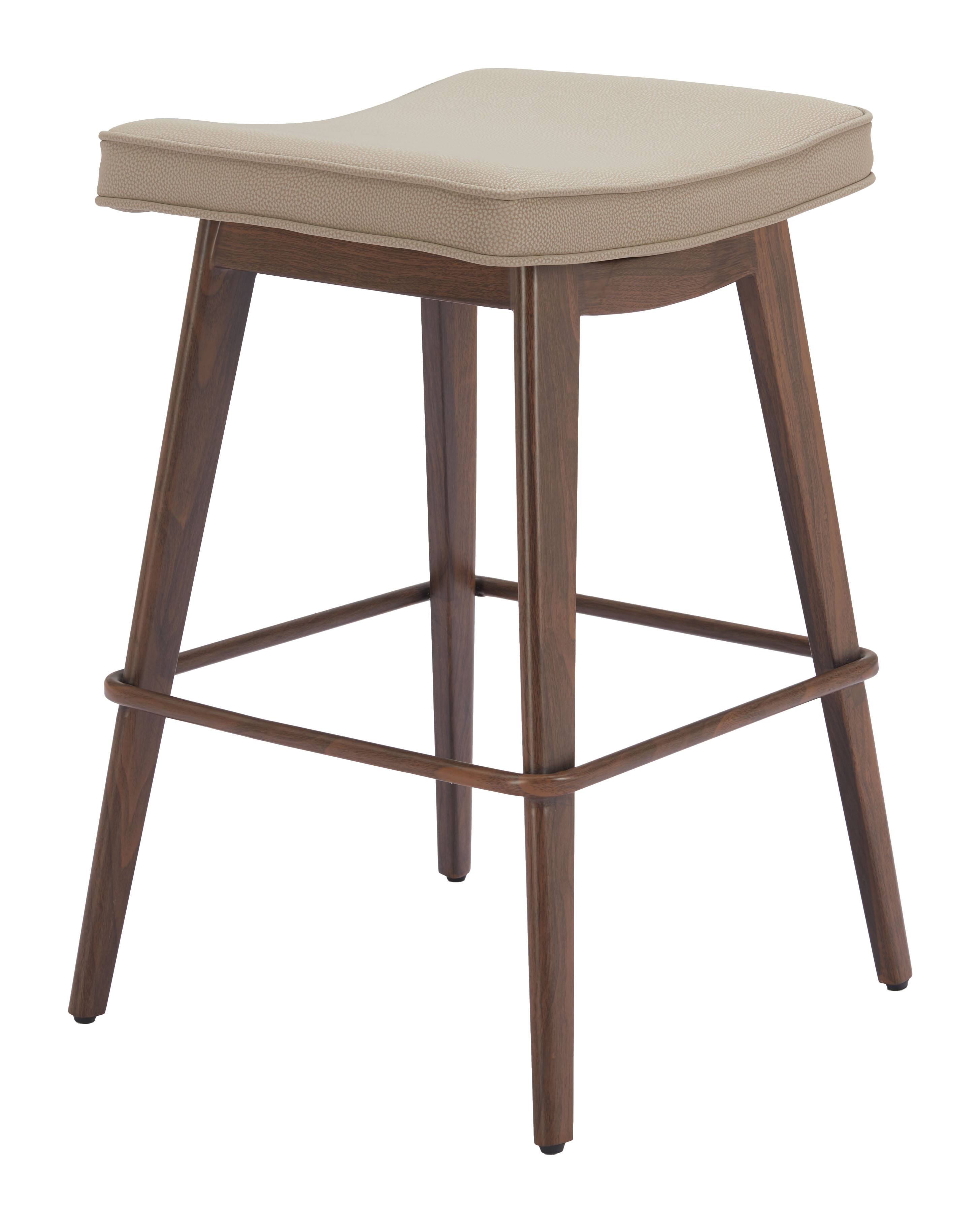 Angle. Hivvago - Divat Counter Stool (Set of 2) Beige & Walnut - Beige & Walnut.