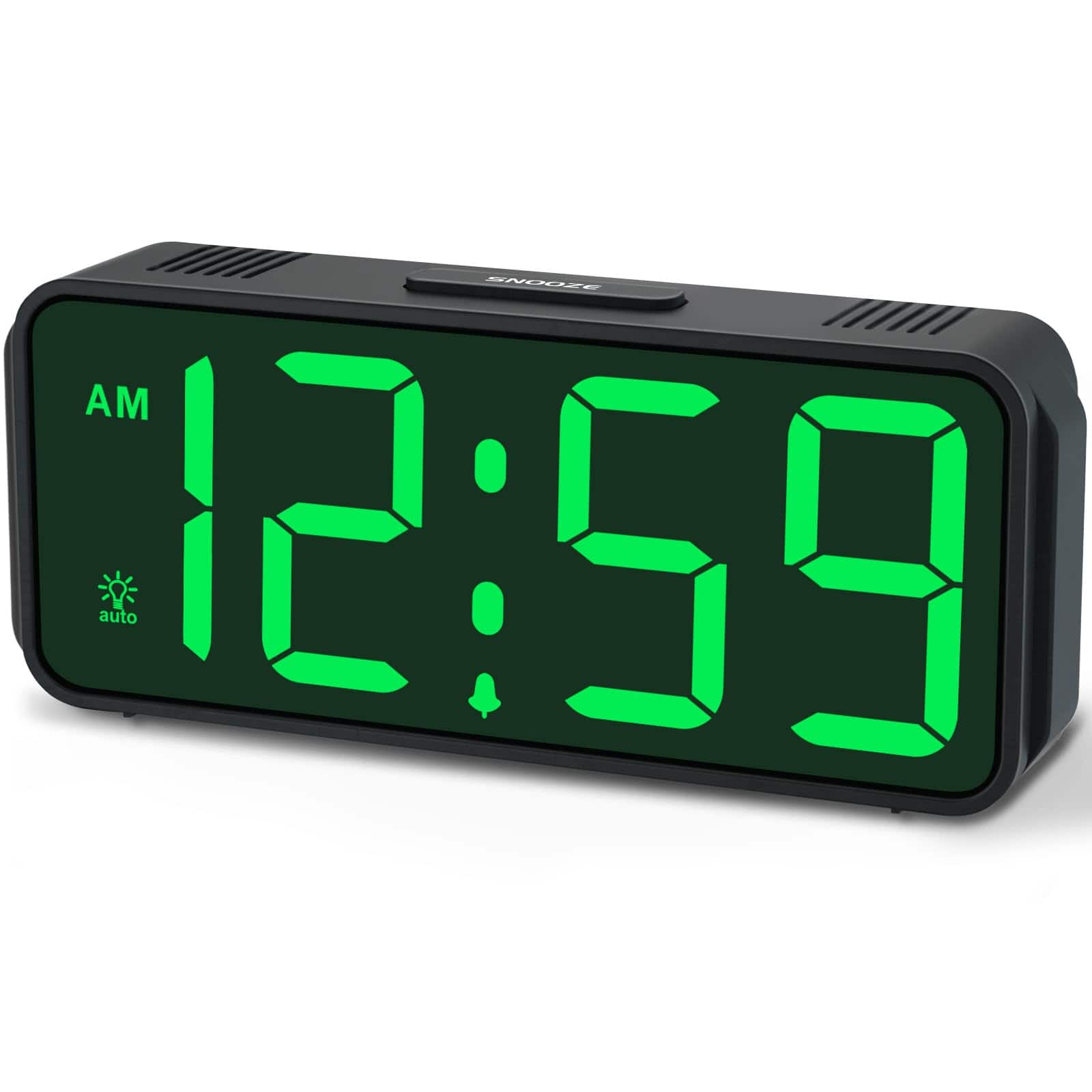 Dazzed Corner - Battery Powered Digital Alarm Clock, Portable Desk Clock with Auto Dimming - Black