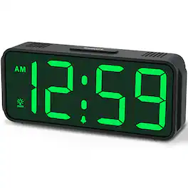 Dazzed Corner - Battery Powered Digital Alarm Clock, Portable Desk Clock with Auto Dimming - Black