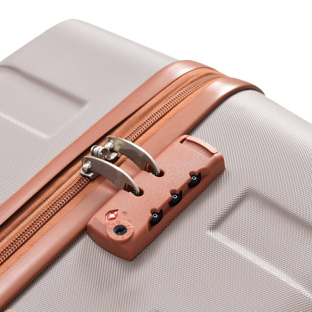 Alt View 2. BreeBe - ABS Hardshell 3 Piece Luggage Set with TSA Lock, Lightweight Durable Suitcase 20'' 24'' 28'' Spinner Wheels - Light Brown.