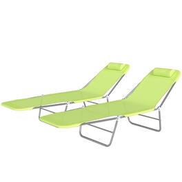 Outsunny - Chaise Lounge Pool Chairs, Outdoor Sun Tanning Chairs with Pillow, Reclining Back for Beach, Yard - Green