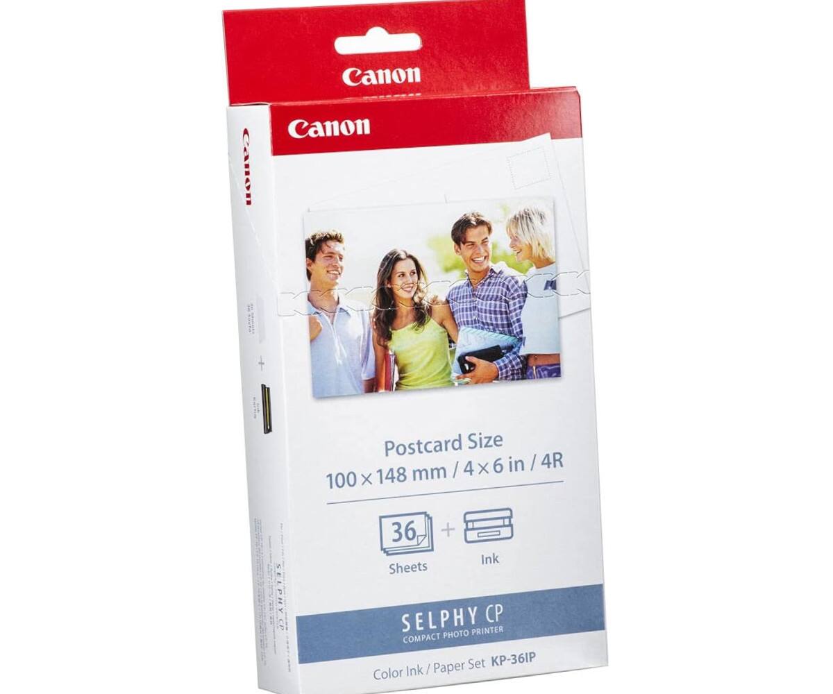 Canon Postcard Size / 4 X 6 in /4R / 4R 100 X 148 mm PHY 36 + Ink Sheets SELPHY P PHOTO PRINTER COMPACT / Paper Set KP-36IP Color Ink